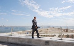 President Ilham Aliyev examines construction progress in 2-4 km section of Baku-Alat highway (PHOTO)